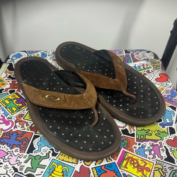 Oakley Software Brown Leather Flip Flops main image 3